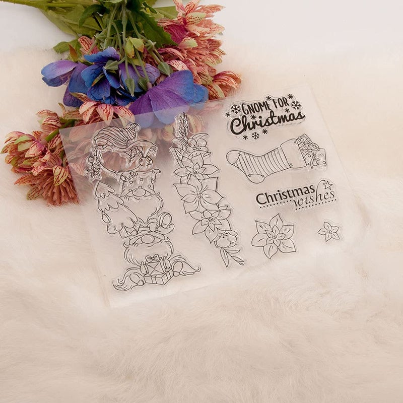 Arbuya Gnome Christmas Leaves Wishes Socks Clear Stamps for Card Making Decoration and DIY Scrapbooking - Image 5